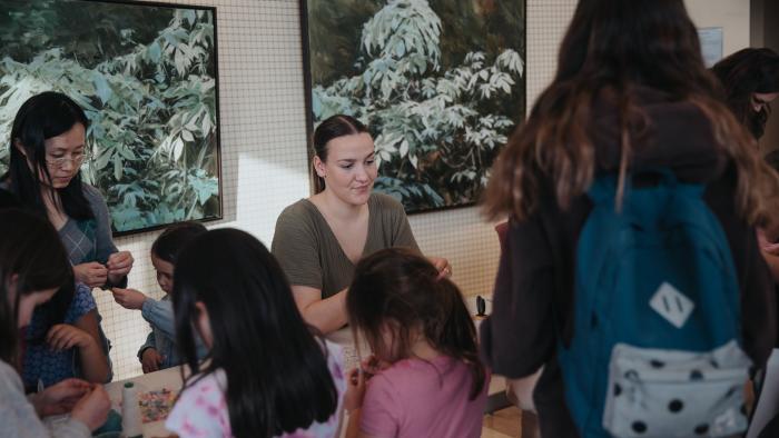 kids doing an activity in art gallery