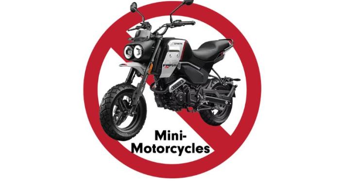 Mini motorcycles not allowed graphic