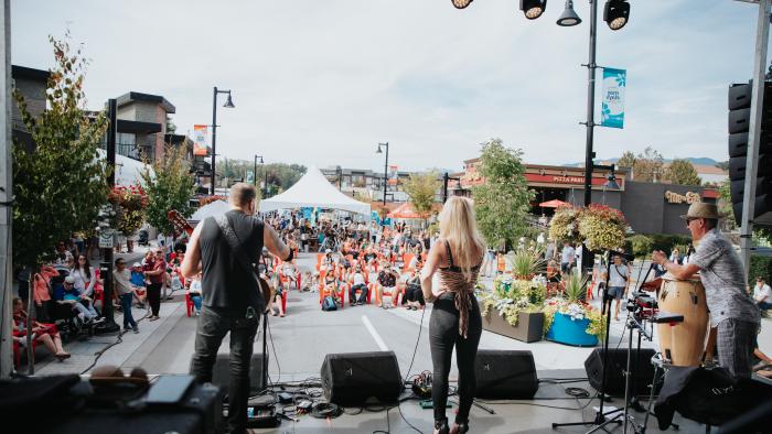 performers on stage on street festival