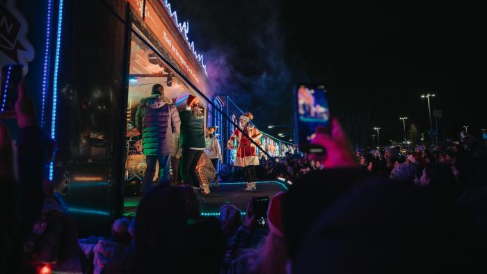 performers on holiday train